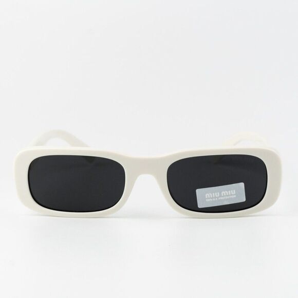NEW Miu Miu MU08ZS 1425S0 GLIMPSE Ivory Grey Rectangle Women Sunglasses main image 8